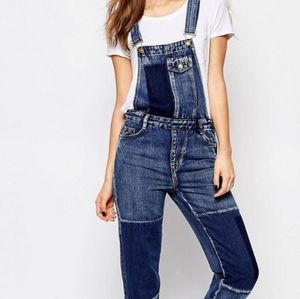 Pull & Bear Patchwork Denim Overalls